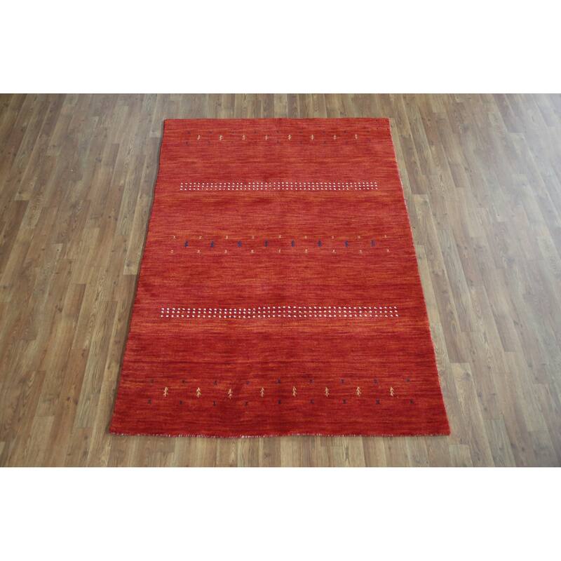 Gabbeh Indian Rug Handmade Orange Tribal Wool Carpet - 4'5" x 6'5"