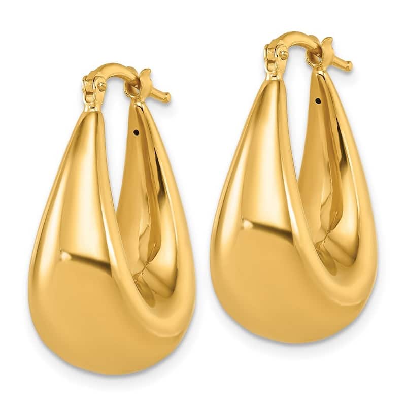 Curata Solid 18k Yellow Gold Italian 28mm Puffed Graduated Oval Hoop Earrings