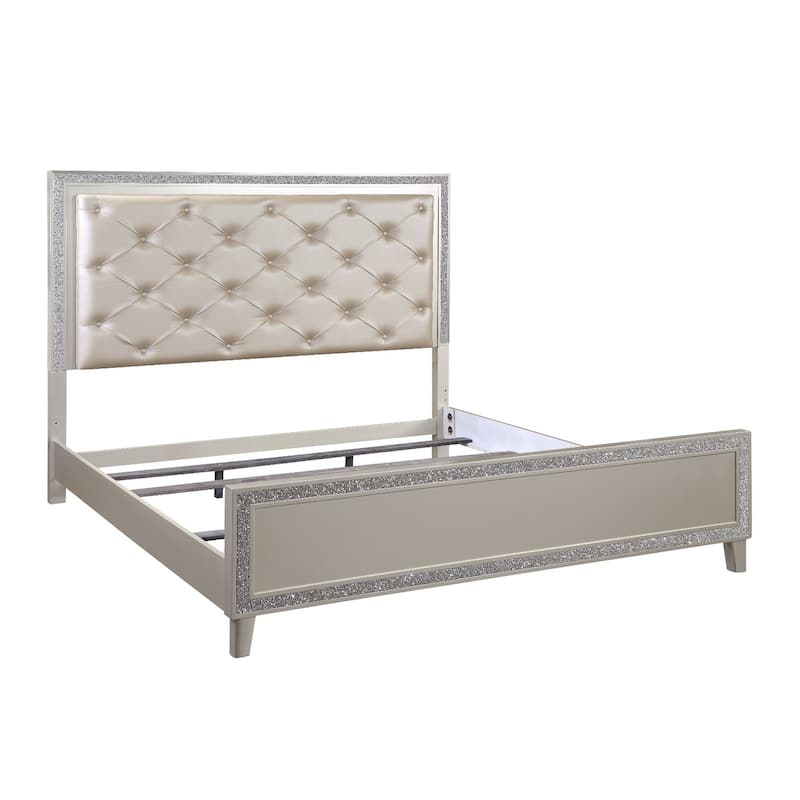 King Size Bed with Storage - Art Deco Style Platform Bed Frame for Bedroom Decor