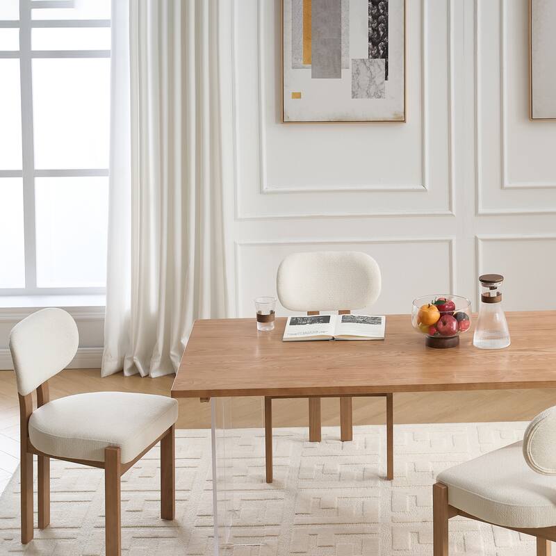 Wooden Dining Chairs Set of 2, Modern Fabric Upholstered Dining Room Chair Kitchen Chairs