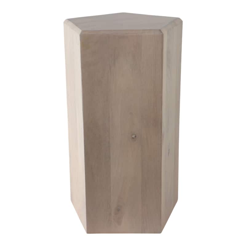 Natural Wood Side Table Elegant Geometric Design Narrow End Accent