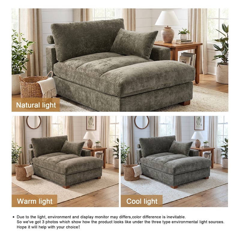 42"W Chenille Upholstered Chaise Lounge