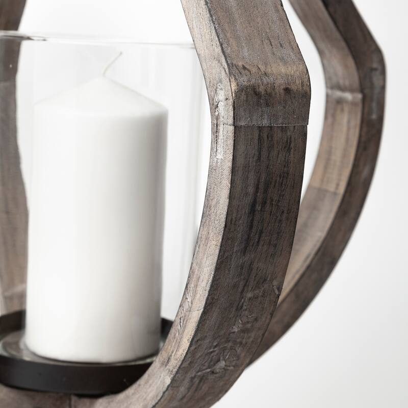 Brillion Large Rustic Wood/Metal Table Candle Holder