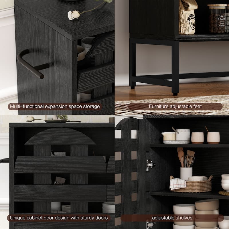 44.3"Sideboard Cabinet With Storage,Coffee Bar Console Table With Storage,Storage Cabinet With Arched Lattice Doors And Drawer