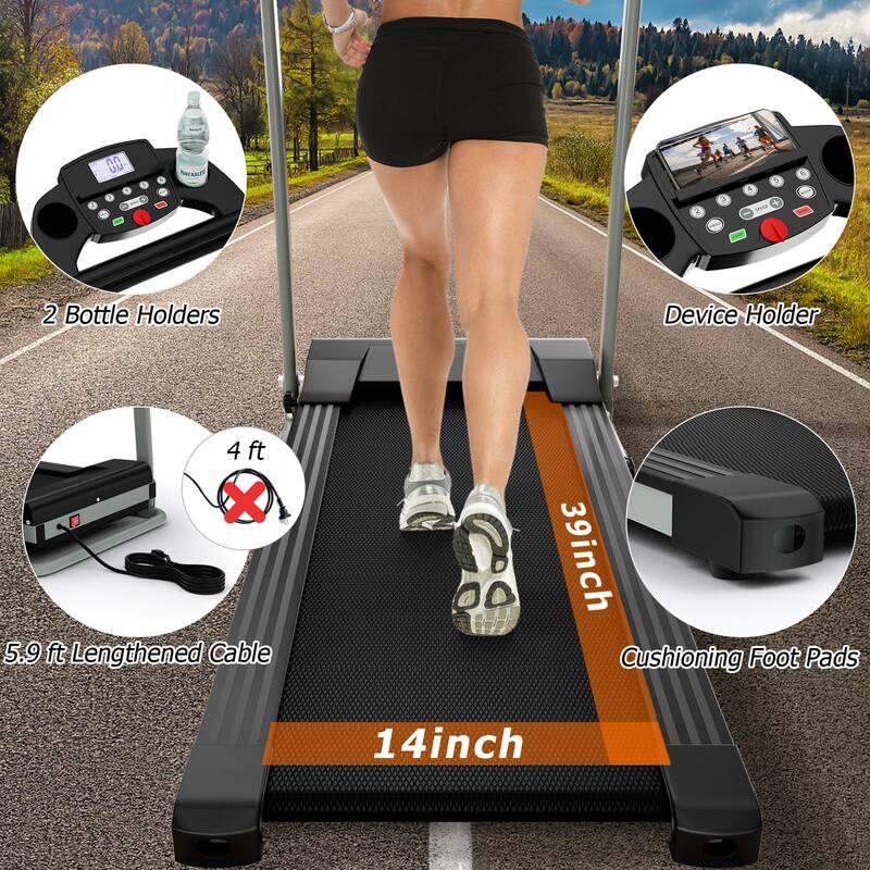 Costway 2 HP Up to 7.5MPH Folding Treadmill Motorized Running Machine - 49" x 23.5" x 38.5" (L x W x H)