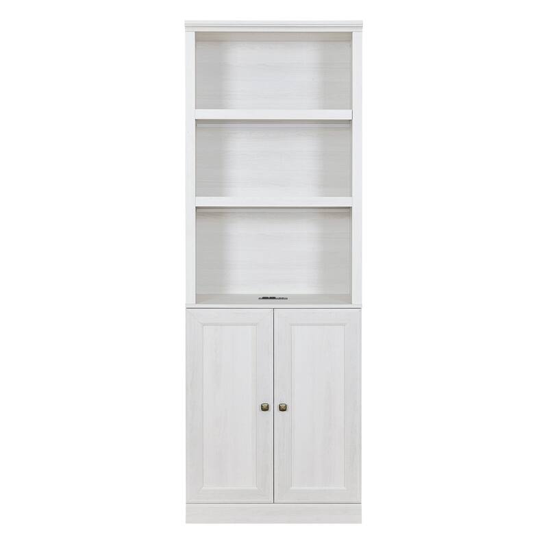 3 Open Shelves Bookcase Side Cabinet Storage Shelves,1 Doors Bookshelf with USB Port,Suitable for Home Office Storage