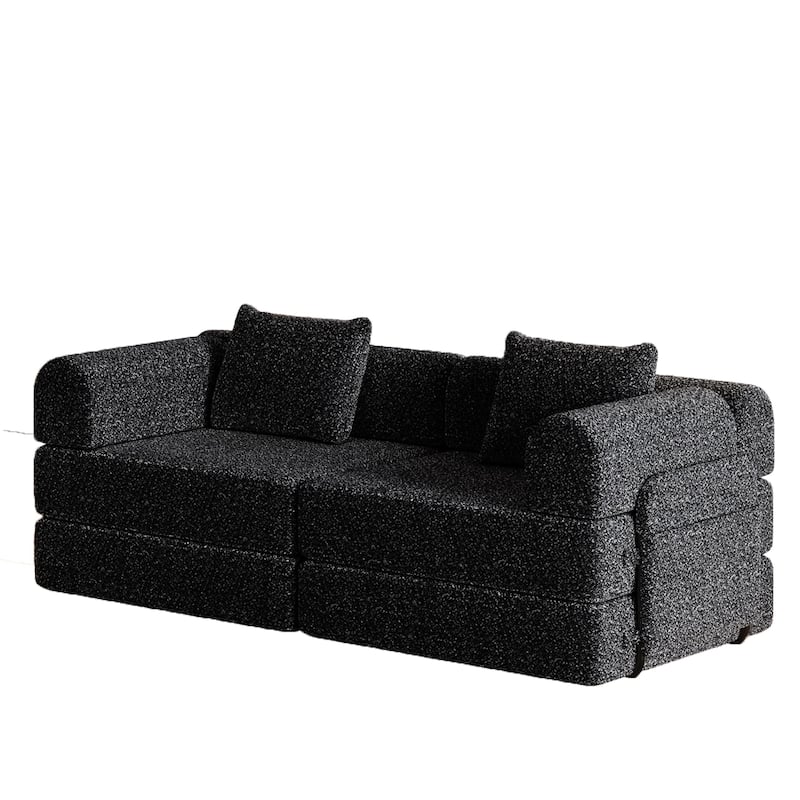 Floor Standing Chenille Sleeper Sofa Bed Folding Loveseat Couch