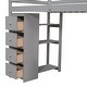 preview thumbnail 17 of 18, Twin size Loft Bed with Storage Drawers ,Desk and Stairs, Wooden Loft Bed with Shelves, No box spring required- Gray