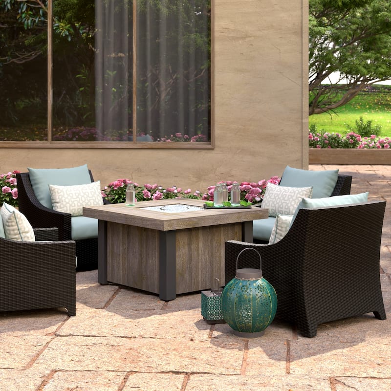 Deco 5 Piece Sunbrella Outdoor Patio Fire Chat Set