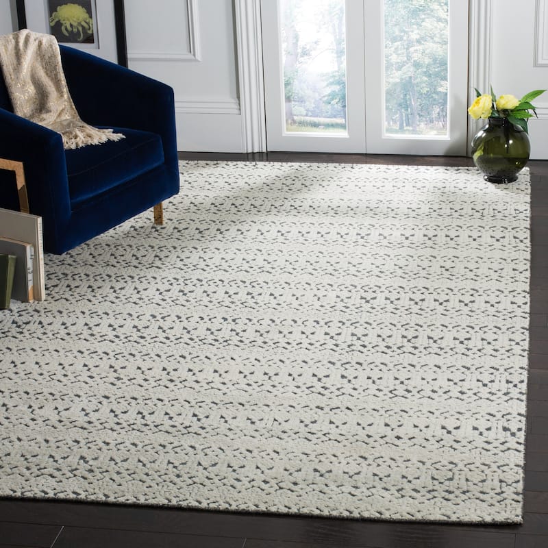 SAFAVIEH Couture Hand-knotted Castilla Tifaine Modern Wool Rug - 9' x 12' - Grey/Dark Grey