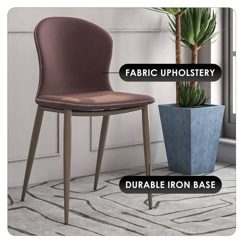 Upholstered Dining Chair in Fabric with Iron Legs Mosaic Series Set of 2