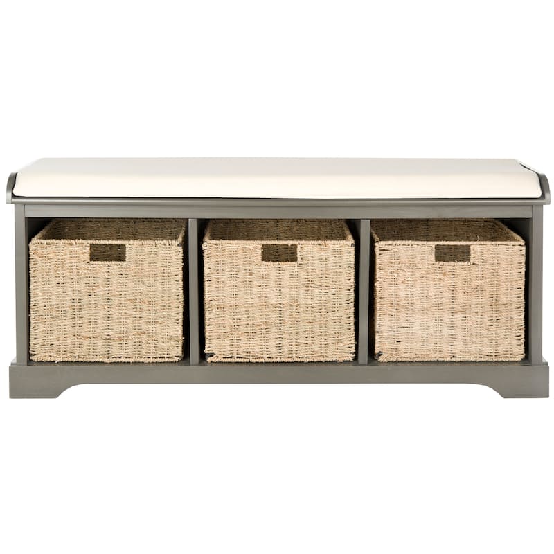SAFAVIEH Eola Grey/ White Storage Bench - 47" x 16.1" x 19.9" - 47Wx16Dx20H - Grey