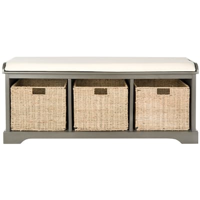 SAFAVIEH Eola Grey/ White Storage Bench - 47" x 16.1" x 19.9" - 47Wx16Dx20H