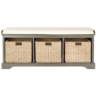 SAFAVIEH Lonan Grey/ White Storage Bench - 47" x 16.1" x 19.9"