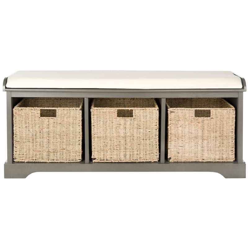 SAFAVIEH Lonan Grey/ White Storage Bench - 47" x 16.1" x 19.9"