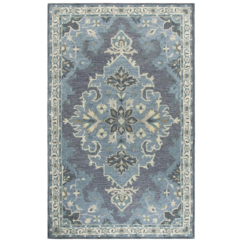 Alora Decor Cascade Floral Medallion Hand-Tufted Wool Area Rug.