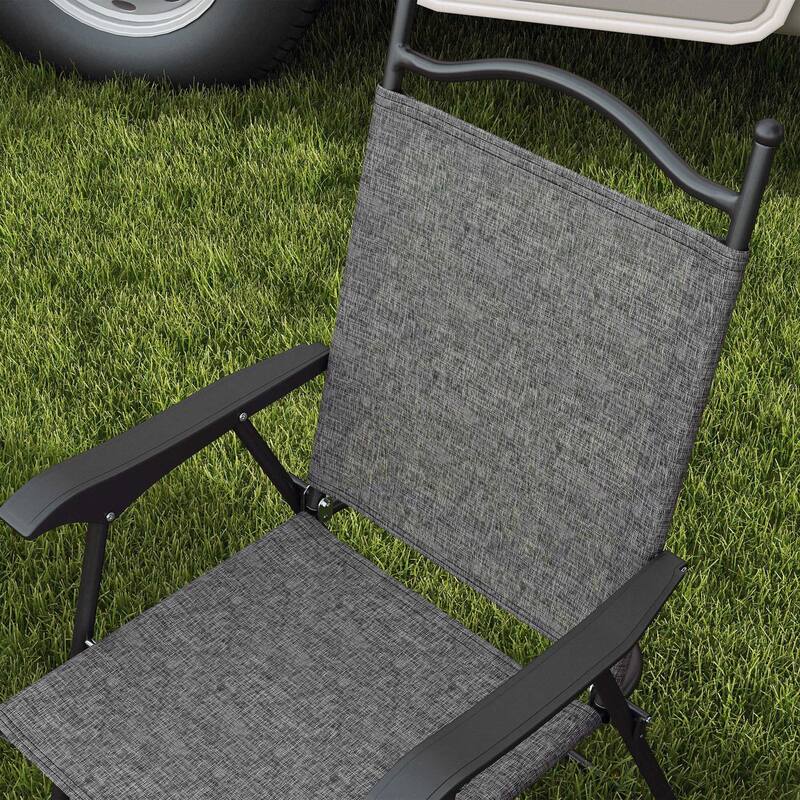 Outsunny Folding Patio Chairs, Set of 4 Camping Chairs with Armrests
