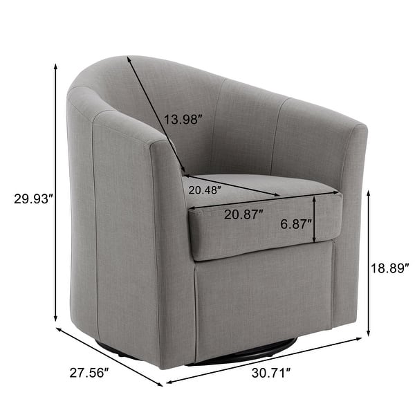dimension image slide 4 of 11, Modern Upholstered Swivel Barrel Chair Living Room Accent Chair