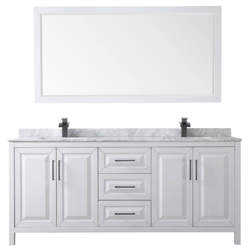 Daria 80-inch Double Vanity, Marble Top, 70-inch Mirror