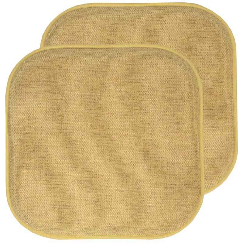 Sweet Home Collection Alexis Memory Foam No Slip Back Chair Pad Cushion 16" x 16" - Set of 2 - Gold