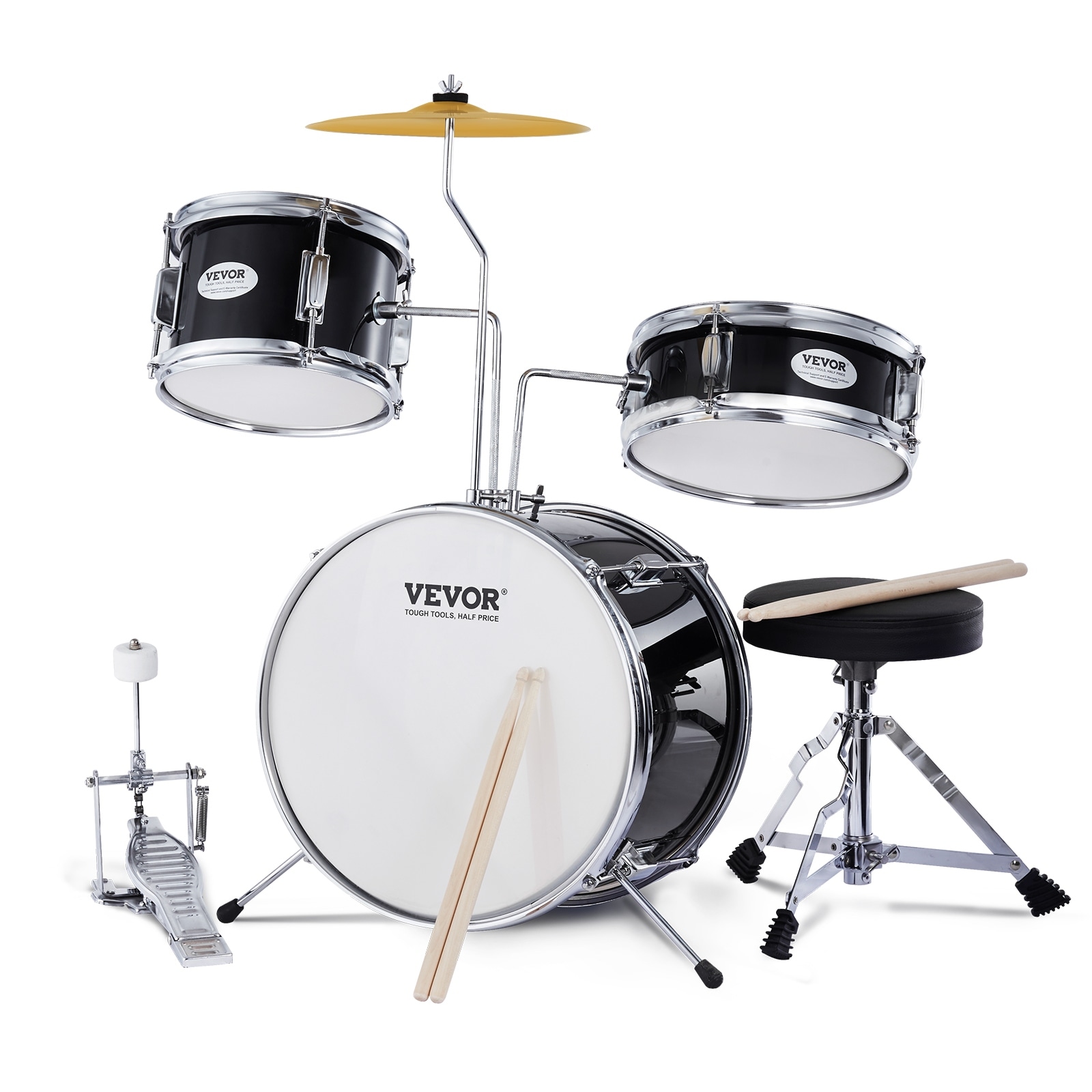 VEVOR Kids Drum Set, 3-Piece, 14 in Beginner Drum Set Starter Drum