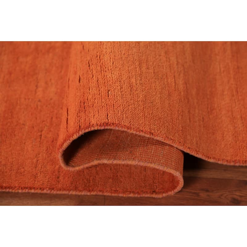 Orange Gabbeh Modern Rug Handmade Oriental Wool Carpet - 3'11" x 5'10"