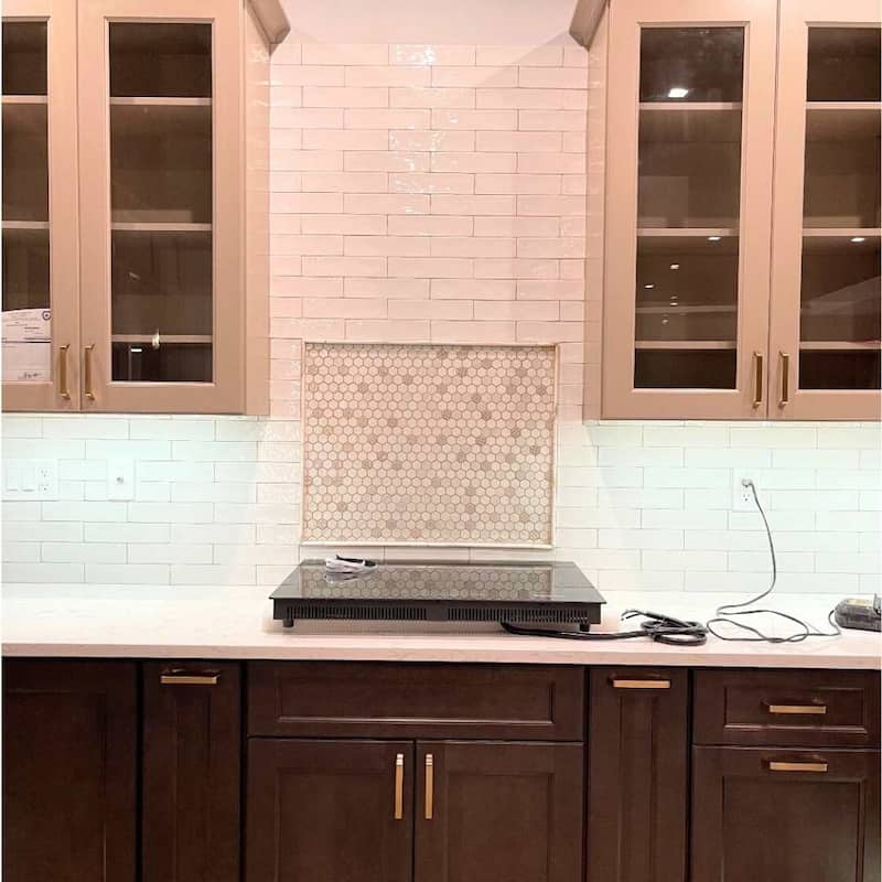 The Tile Life Eterna Hex 1x1 Oro Blanco Satin Glass Mosaic Backsplash & Wall Tile