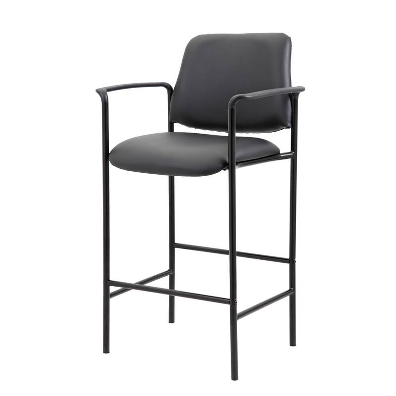 Counter Stool Chair with Black Vinyl Seat & Back, Square Metal Base