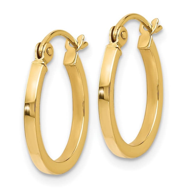 Curata 14k Yellow Gold Polished 2x15mm Classic Hoop Earrings