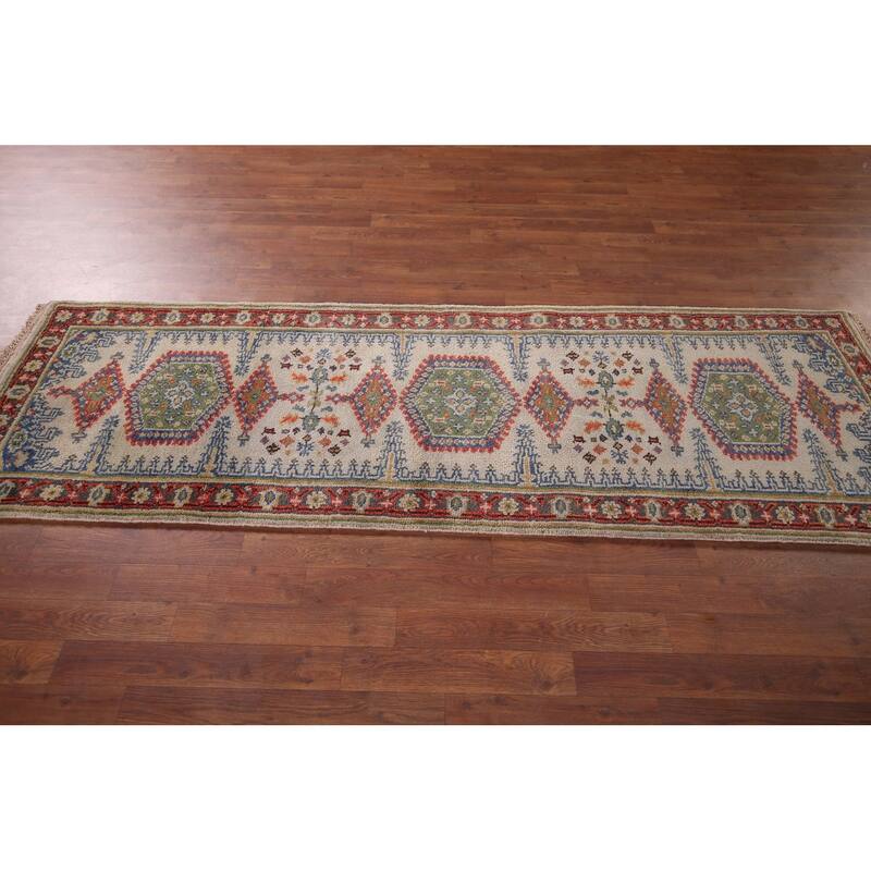 Geometric Viss Oriental Runner Rug Hand-Knotted Wool Carpet - 2'6"x 7'11"