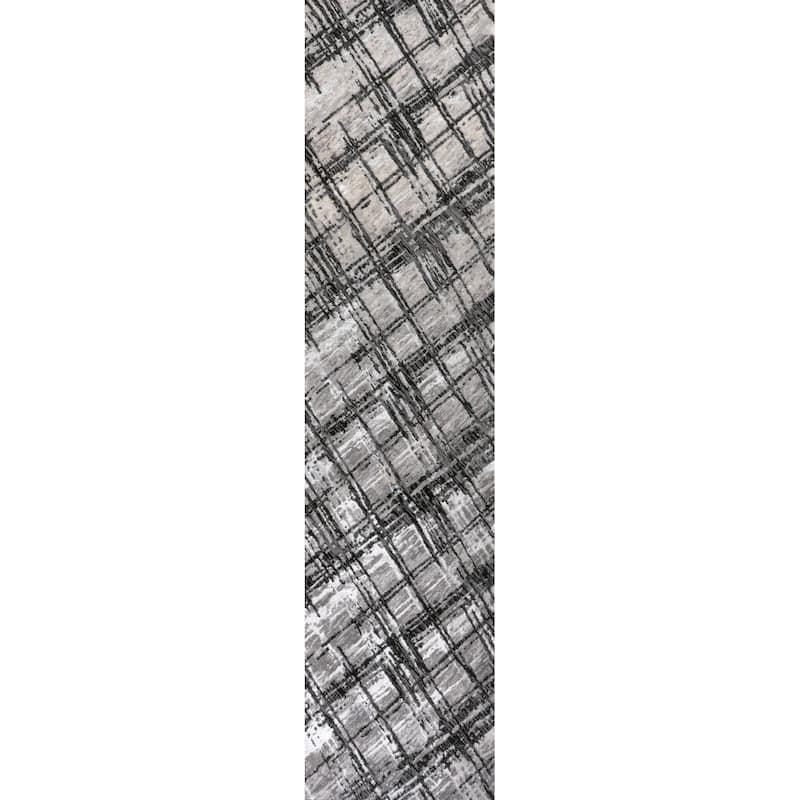 JONATHAN Y Tidal Modern Abstract Area Rug - 2 X 8 - Black/Gray