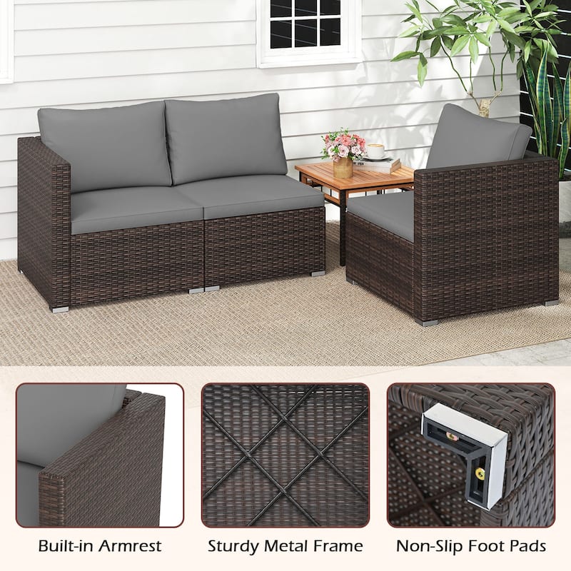 Gymax 3PCS Patio Sectional Sofa Set w/Right Arm Sofa & Left Arm Sofa