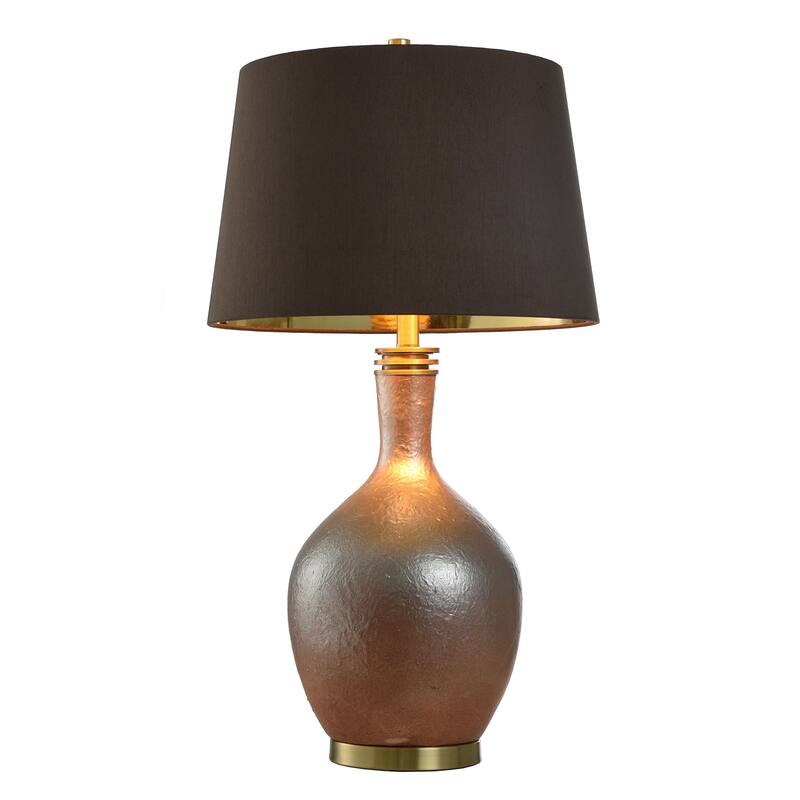 Gradient Gold Table Lamp - Metallic Polyresin and Brushed Brass - Brown Shade