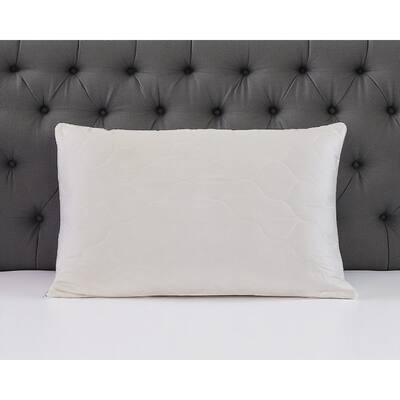 HomeRoots Cotton Wool Hypoallergenic Queen Size Bed Pillow - Ivory