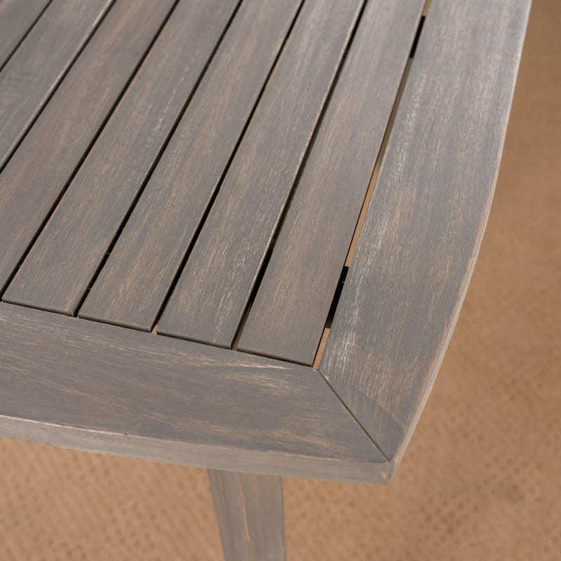 Roomfitters Outdoor Square Acacia Wood Table with Straight Legs, Stylish and Durable Design for Patio and Garden Use, Gray
