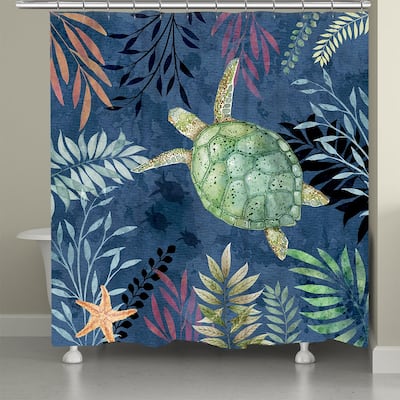 Laural Home Coastal Friends Turtle Shower Curtain 71x72