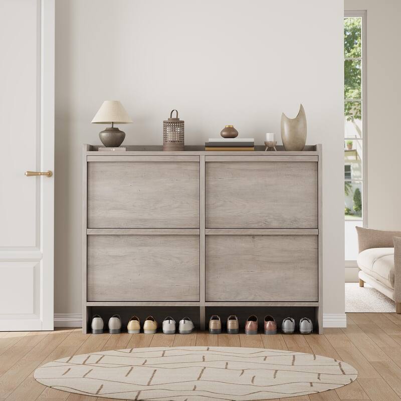 Drawer Wooden Shoe Cabinet with Adjustable Shelves