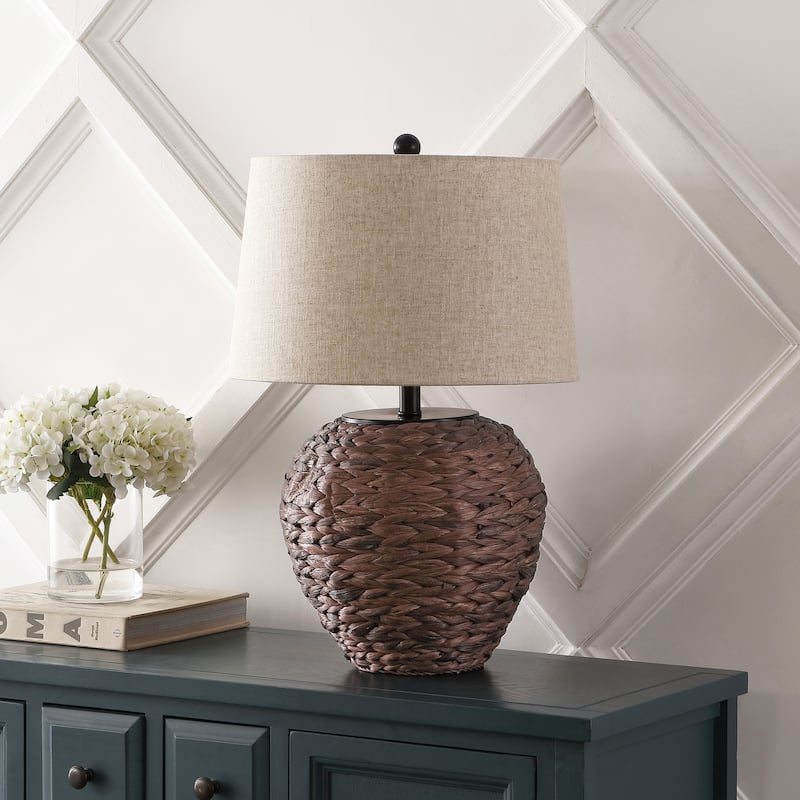 Elicia 24.5" Banana Leaf Basket LED Table Lamp, by JONATHAN Y