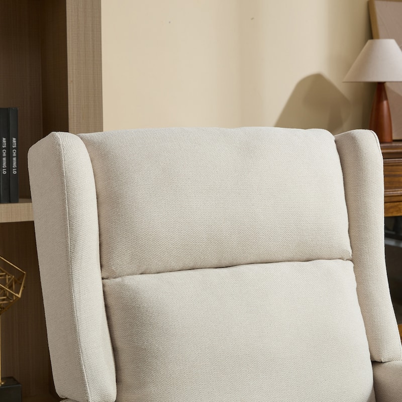 Beige Modern 26.18" High Back Upholstered Arm Chair with Wood Legs for Living Room