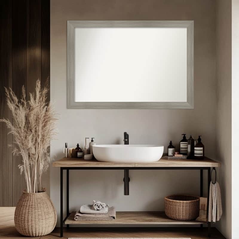 Grand Narrow Non-Beveled Framed Bathroom Vanity Wall Mirror