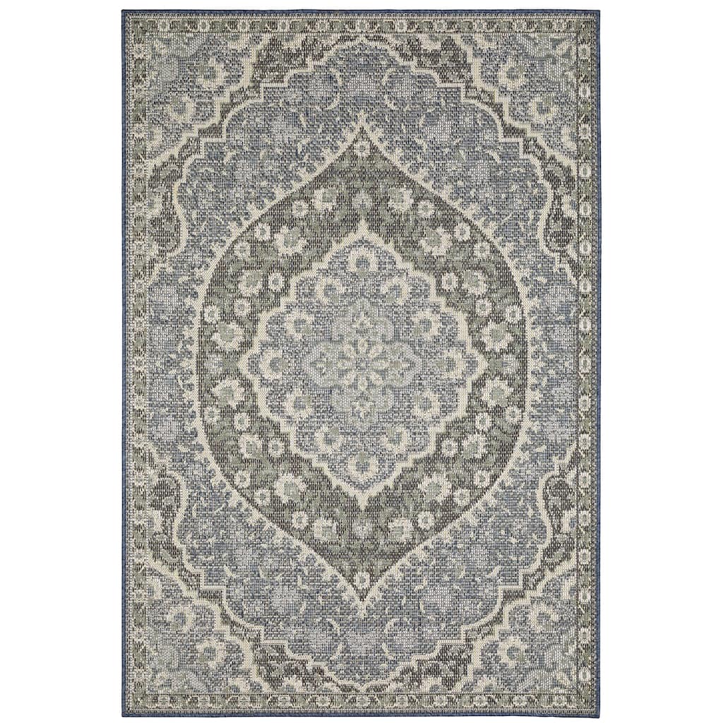 Corona Blue Green Oriental Outdoor Traditional Area Rug