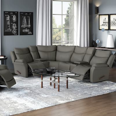 Copper Grove Peqin 5 Seat Recliner Sectional with Power Storage Consoles and Wedge