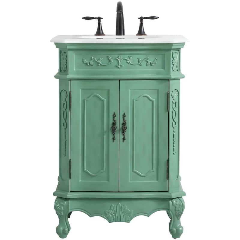 Elegant Lighting VF10124-VW Danville 24" Free Standing Single Basin - Vintage Mint - Painted