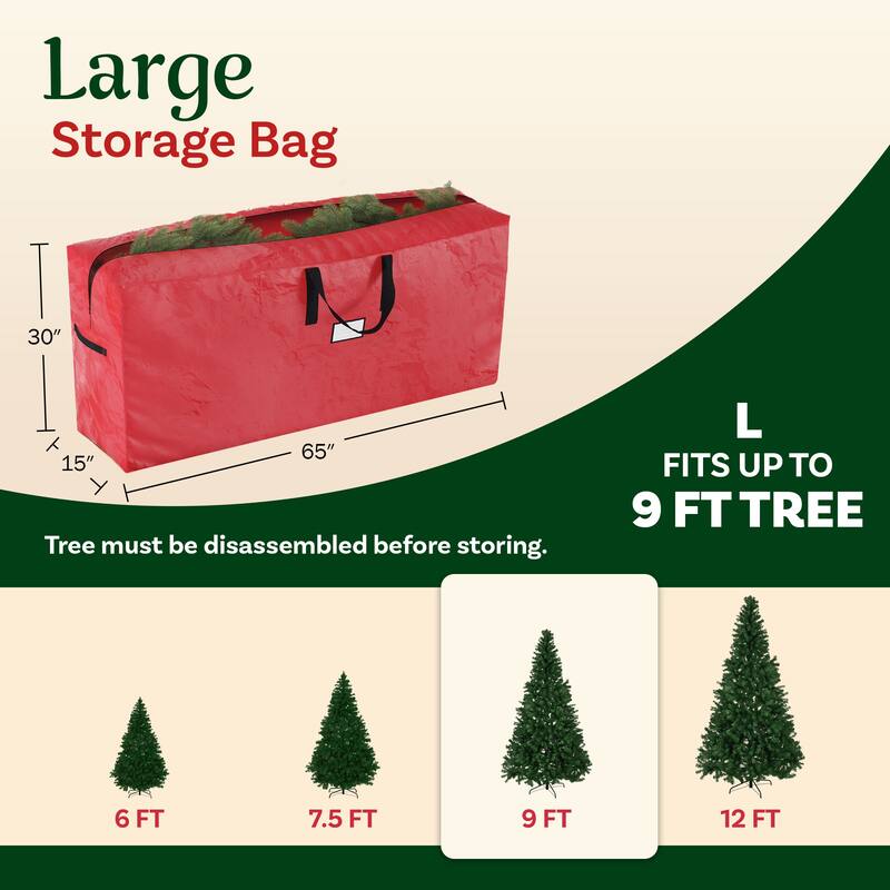 Christmas Tree Storage Bag - Waterproof Bag Holds 9-Foot Artificial Trees by Elf Stor (Red)