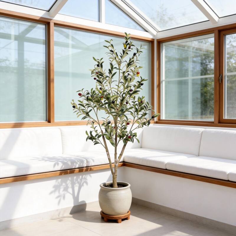 5" Artificial Olive Tree in Black Plastic Pot, 1pc/set