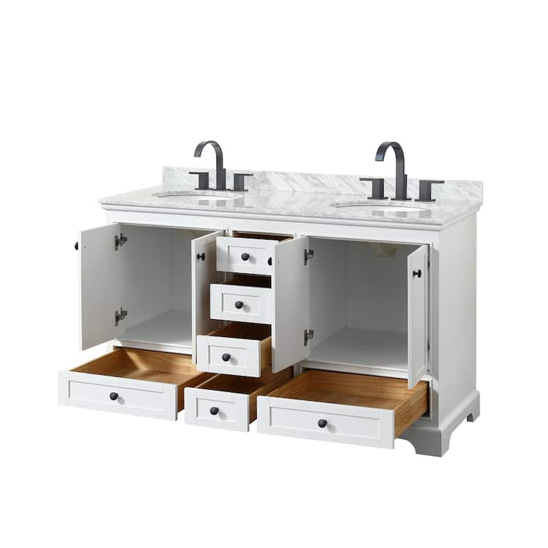 Wyndham Collection Deborah 60" Free Standing Double Vanity Set with