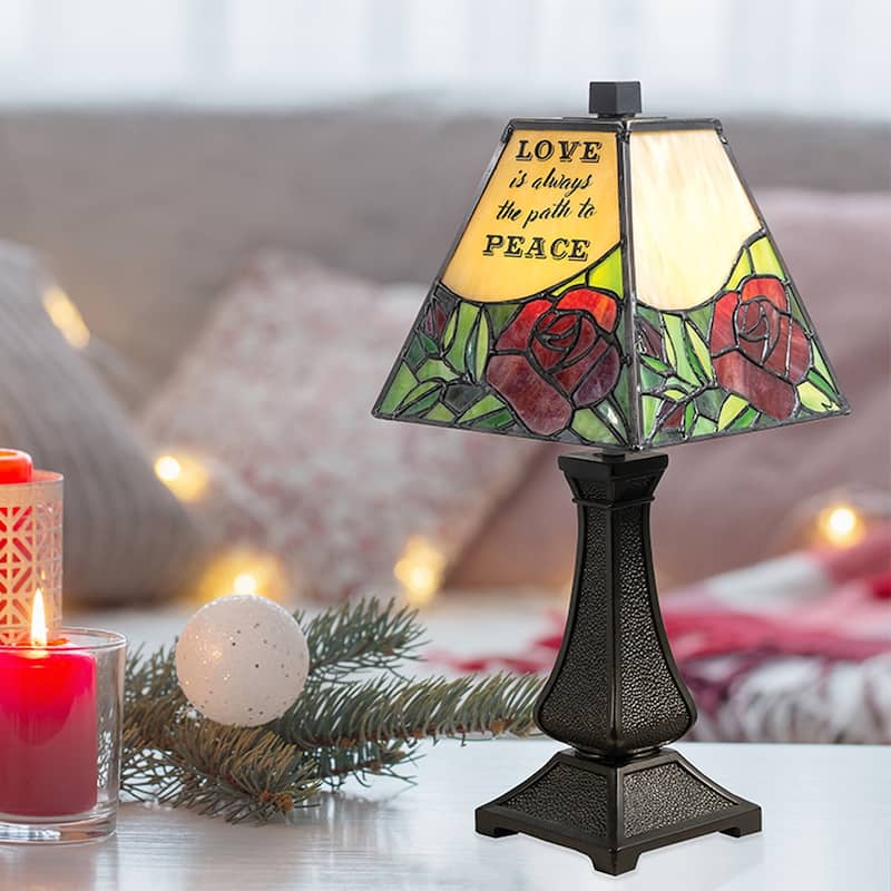 Inspirational Rose Tiffany Accent Lamp - Antique Bronze