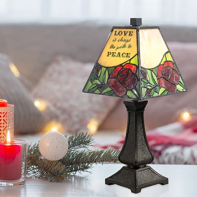 Inspirational Rose Tiffany Accent Lamp - Antique Bronze