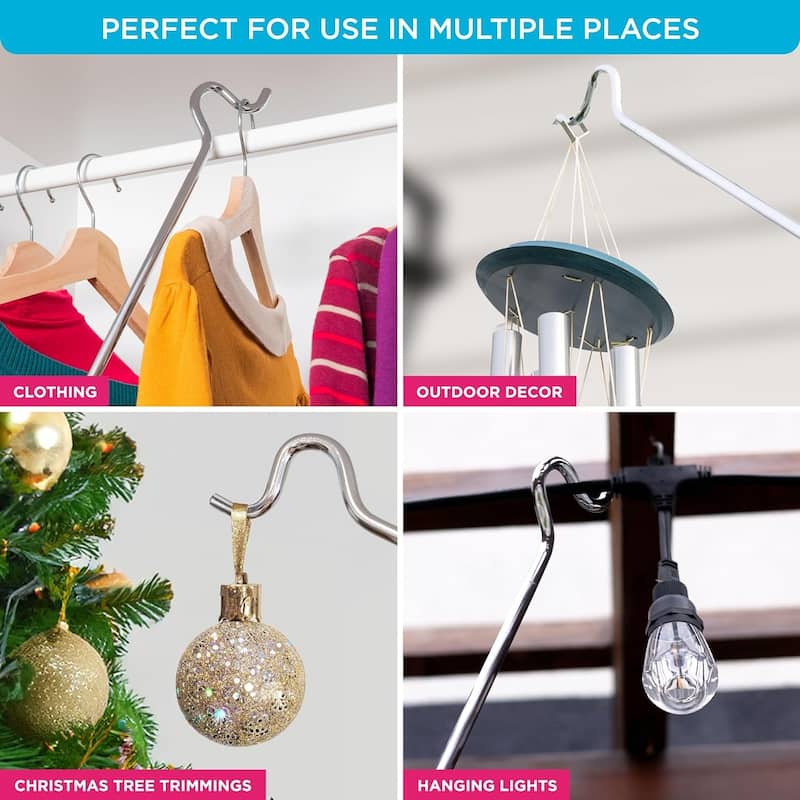 Hold N’ Storage Heavy Duty Closet Pole Reacher Hanger Extender with Hook - 2.75 to 5 ft