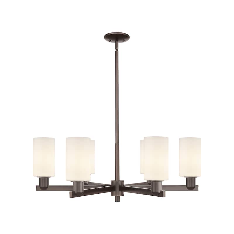 Innovations Lighting Endless Possibilities Arcadia - Clymer - 6 Light 34" Stem Hung Chandelier - Oil Rubbed Bronze/Matte White